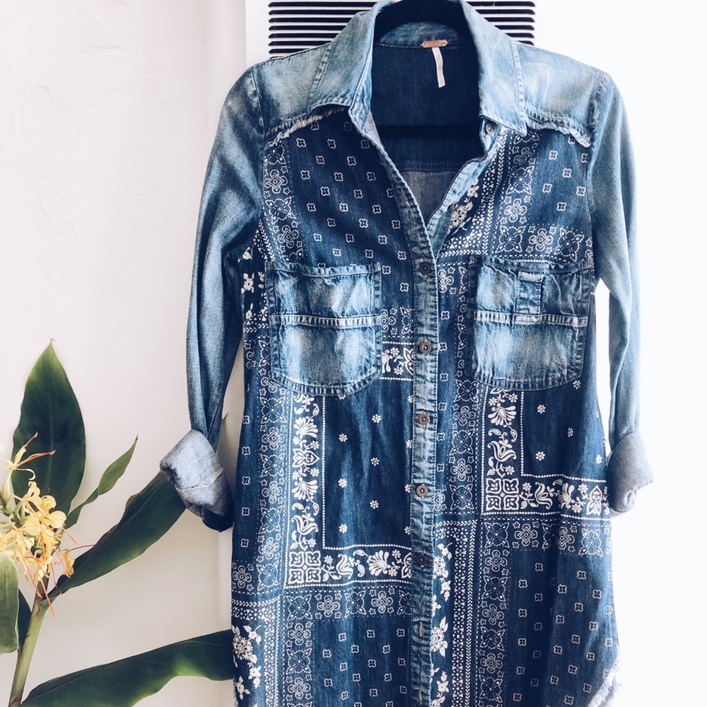Chambray paisley tunic / blouse / jacket